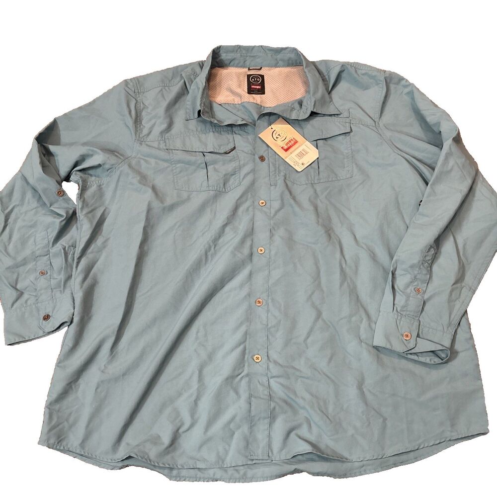 NWT Wrangler Shirt 2XL Blue ATG All Terrain Gear Long Sleeve UPF Outdoors Hiking